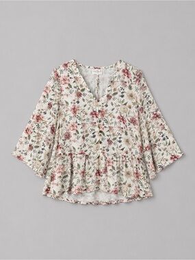 Good Hart Womens Floral Peasant Top Blouse Size Small Cottage Bohemian Prairie